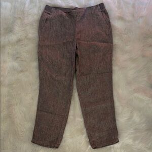 J. Jill Taupe Linen Cropped Pants